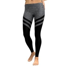 GearBunch Women's Faux‎ Heathered & Black Chevron Workout Leggings Medium